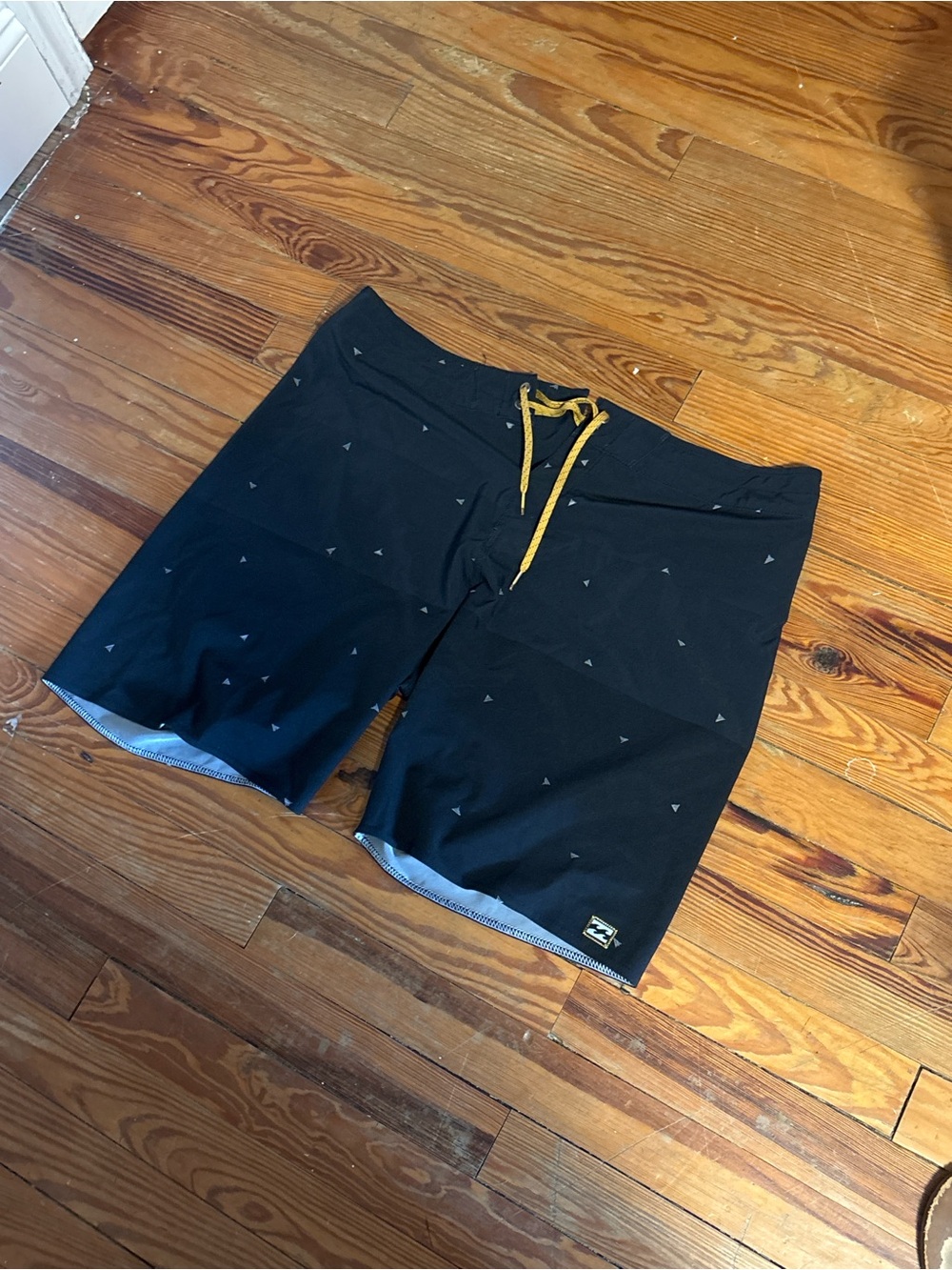 Billabong Black Boardshorts with Yellow Drawcord